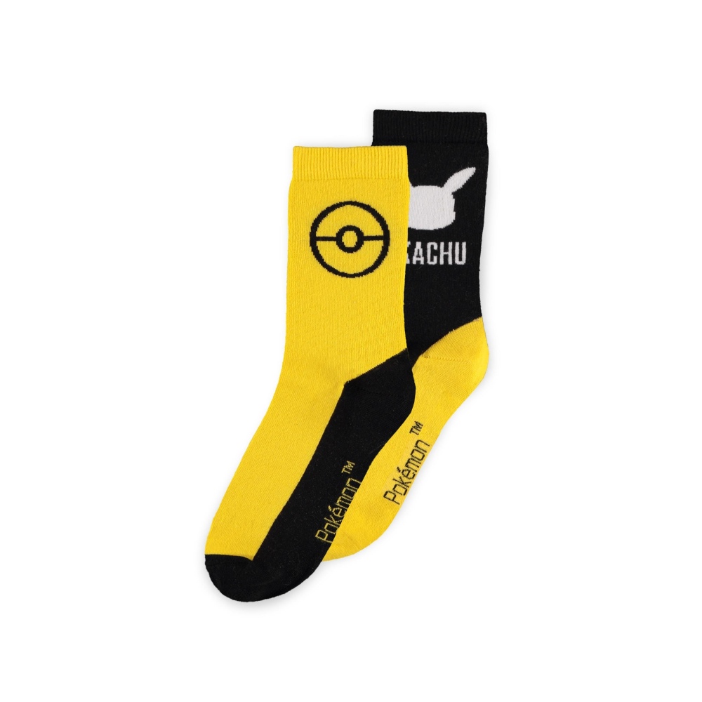 Pokémon - Pikachu Crew (2Pack) Chaussettes - Jaune/Noir